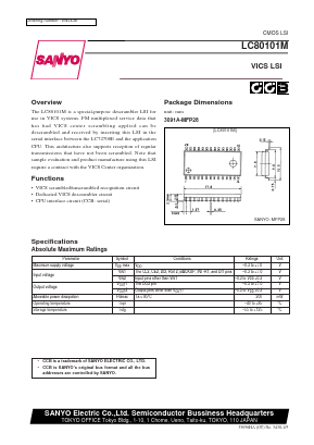 LC80101M Datasheet PDF SANYO -> Panasonic