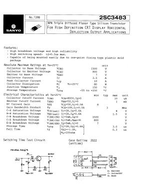 2SC3483 Datasheet PDF SANYO -> Panasonic