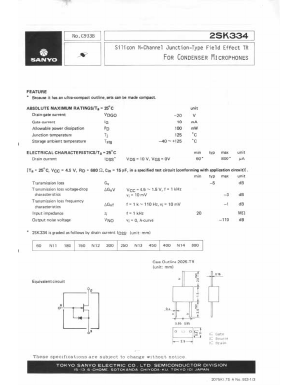 2SK334 Datasheet PDF SANYO -> Panasonic