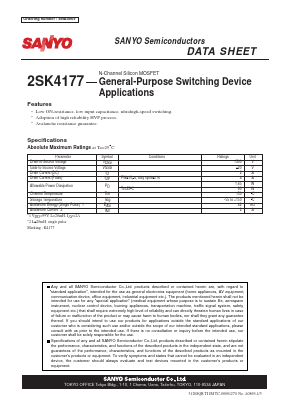 2SK4177-DL-E Datasheet PDF SANYO -> Panasonic