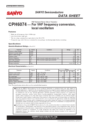 CPH6074 Datasheet PDF SANYO -> Panasonic