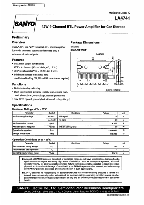 LA4741 Datasheet PDF SANYO -> Panasonic