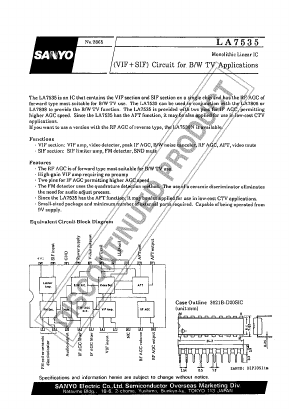LA7535 Datasheet PDF SANYO -> Panasonic