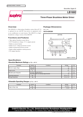 LB1692 Datasheet PDF SANYO -> Panasonic