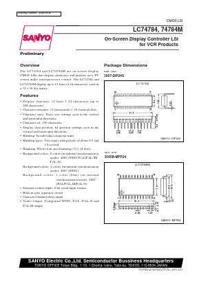 LC74784 Datasheet PDF SANYO -> Panasonic