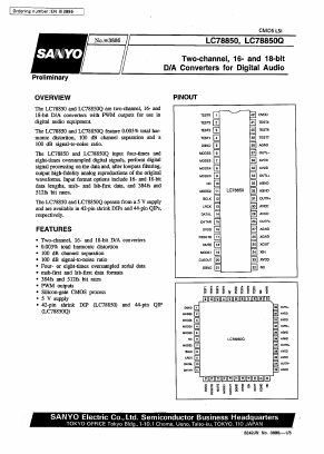 LC78850 Datasheet PDF SANYO -> Panasonic