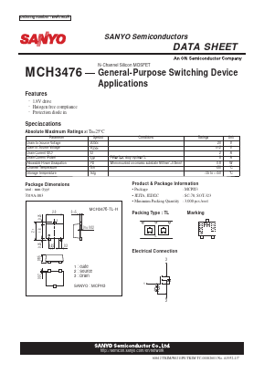 MCH3476 Datasheet PDF SANYO -> Panasonic