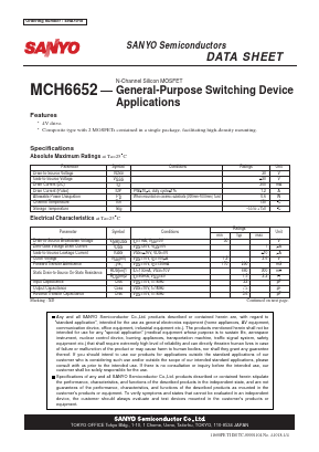 MCH6652 Datasheet PDF SANYO -> Panasonic