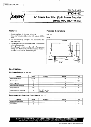 STK4044II Datasheet PDF SANYO -> Panasonic