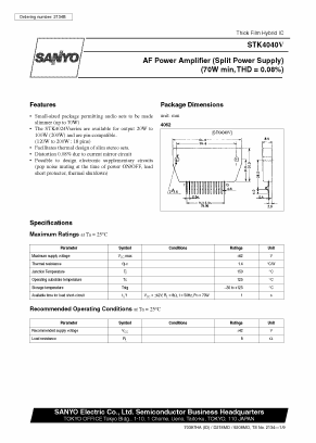 STK4040V Datasheet PDF SANYO -> Panasonic