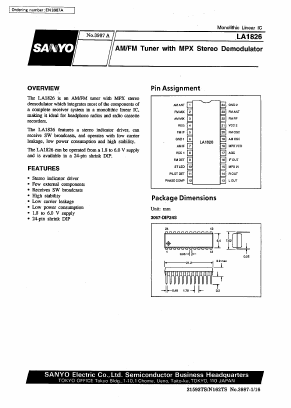 LA1826 Datasheet PDF SANYO -> Panasonic