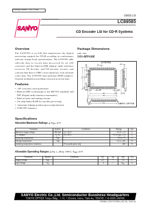 LC89585 Datasheet PDF SANYO -> Panasonic