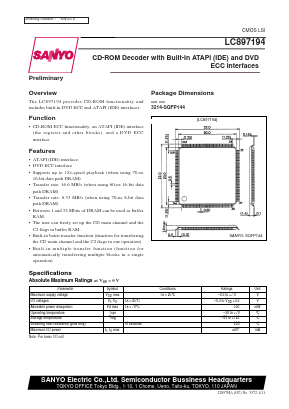 LC897194 Datasheet PDF SANYO -> Panasonic