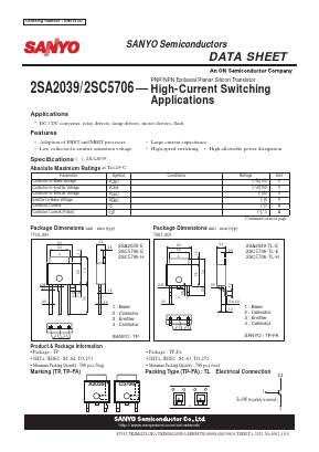 2SA2039 Datasheet PDF SANYO -> Panasonic