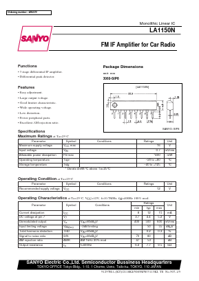 LA1150N Datasheet PDF SANYO -> Panasonic