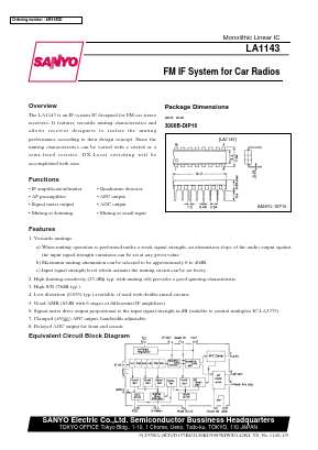 LA1143 Datasheet PDF SANYO -> Panasonic