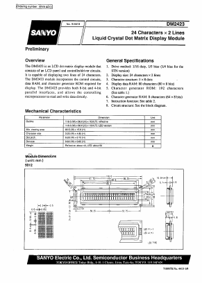 DM2423-1BL3 Datasheet PDF SANYO -> Panasonic