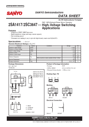 2SC3647T-TD-E Datasheet PDF SANYO -> Panasonic