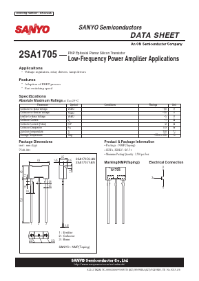 2SA1705S-AN Datasheet PDF SANYO -> Panasonic