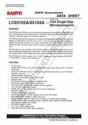 LC65104A Datasheet PDF SANYO -> Panasonic