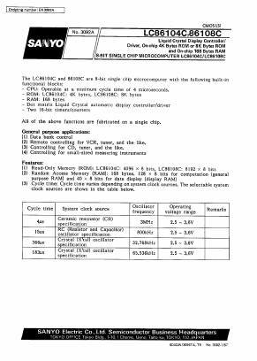 LC86108C Datasheet PDF SANYO -> Panasonic