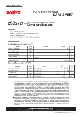 2SD2721 Datasheet PDF SANYO -> Panasonic
