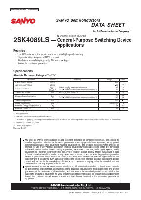 2SK4089LS Datasheet PDF SANYO -> Panasonic