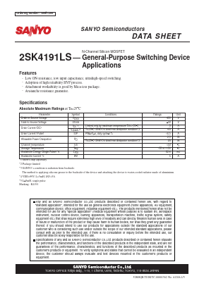 2SK4191LS Datasheet PDF SANYO -> Panasonic