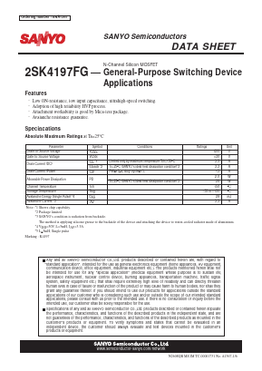 2SK4197FG Datasheet PDF SANYO -> Panasonic