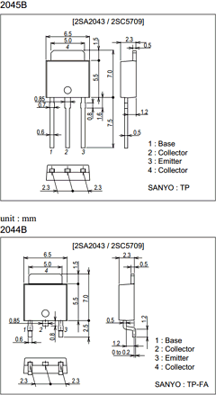 2SA2043 Datasheet PDF SANYO -> Panasonic