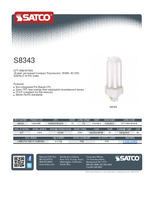 S8343 Datasheet PDF Satco Products, Inc.