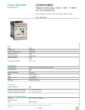 CA3KN313BD3 Datasheet PDF Schneider Electric