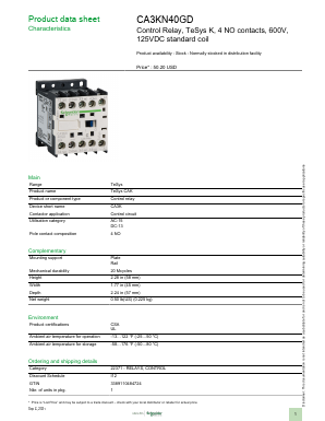 CA3KN40GD Datasheet PDF Schneider Electric