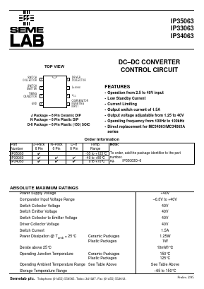 IP35063 Datasheet PDF Semelab - > TT Electronics plc 