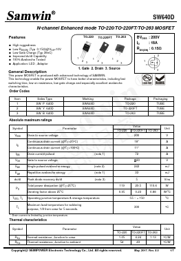 SW640D Datasheet PDF Xian Semipower Electronic Technology Co., Ltd.