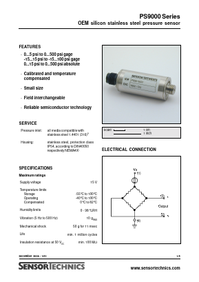 PS9050GX Datasheet PDF Sensortechnics GmbH