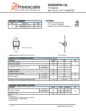 SUD50P06-15L Datasheet PDF SHENZHENFREESCALE