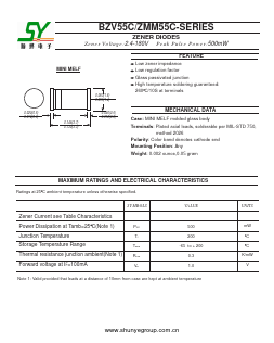 ZMM55C20 Datasheet PDF Shunye Enterprise