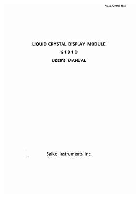 G191D Datasheet PDF Seiko Instruments Inc