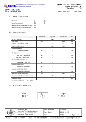 SF453A Datasheet PDF SIPAT Co,Ltd