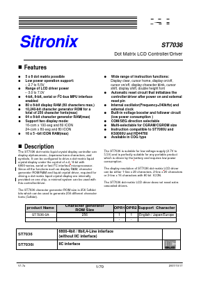 ST7036-0A Datasheet PDF Sitronix Technology Co., Ltd.