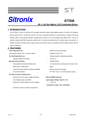 ST7556 Datasheet PDF Sitronix Technology Co., Ltd.