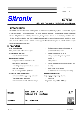ST7558I Datasheet PDF Sitronix Technology Co., Ltd.