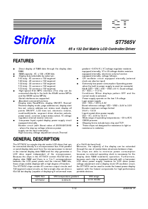 ST7565V Datasheet PDF Sitronix Technology Co., Ltd.