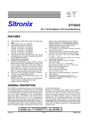 ST7568 Datasheet PDF Sitronix Technology Co., Ltd.