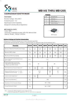 MB120S Datasheet PDF SHIKE Electronics