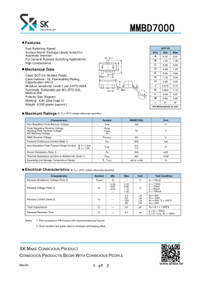 MMBD7000 Datasheet PDF SHIKE Electronics
