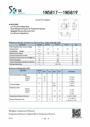 1N5818 Datasheet PDF SHIKE Electronics