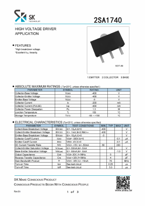 2SA1740 Datasheet PDF SHIKE Electronics