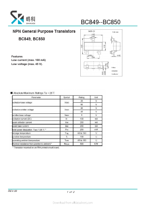 BC850 Datasheet PDF SHIKE Electronics